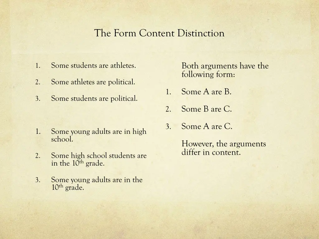 the form content distinction