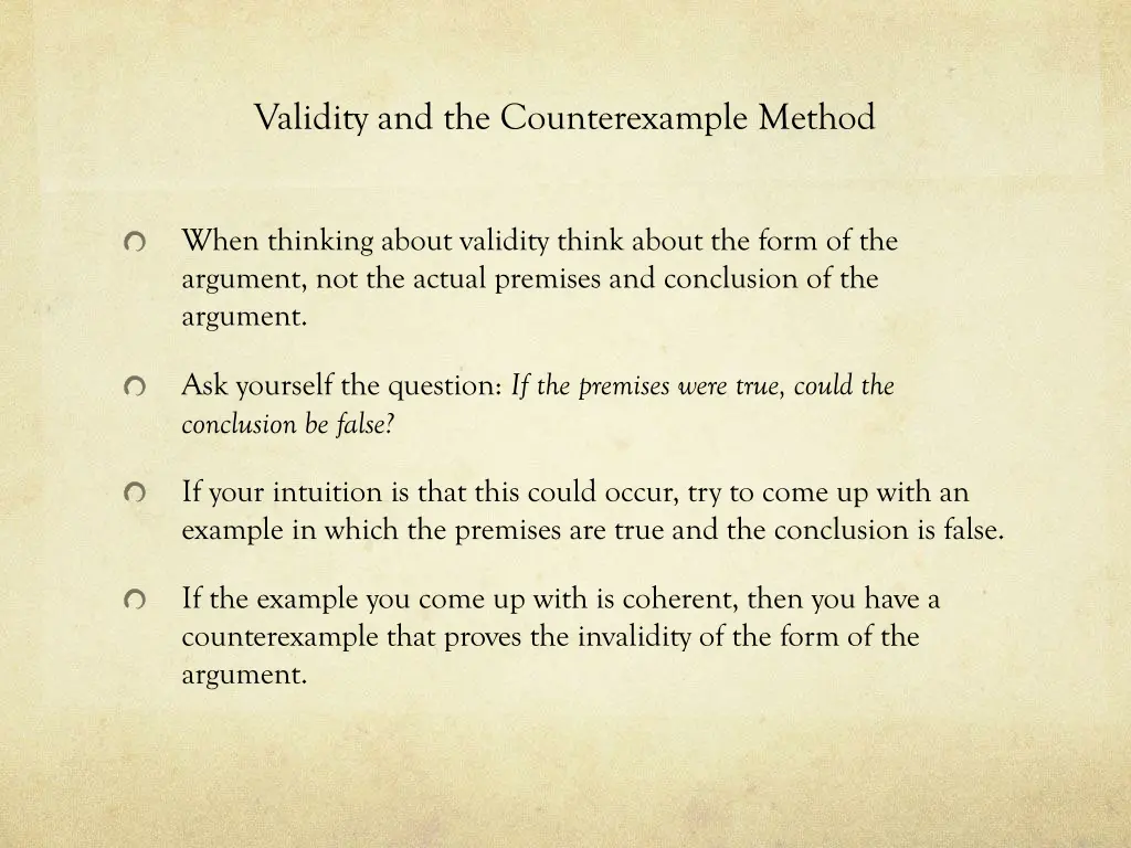 validity and the counterexample method