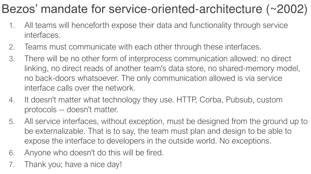 bezos mandate for service oriented architecture