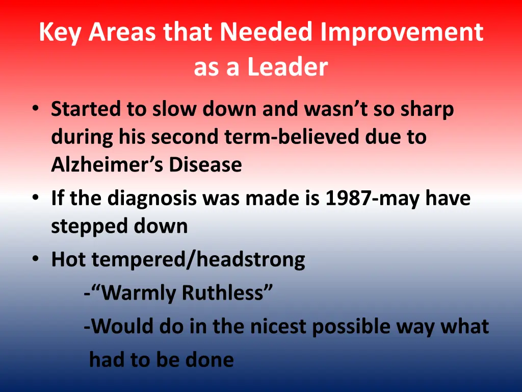 key areas that needed improvement as a leader