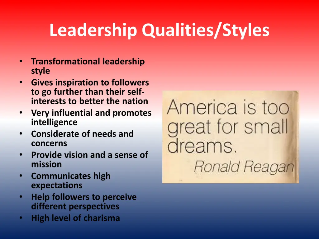 leadership qualities styles