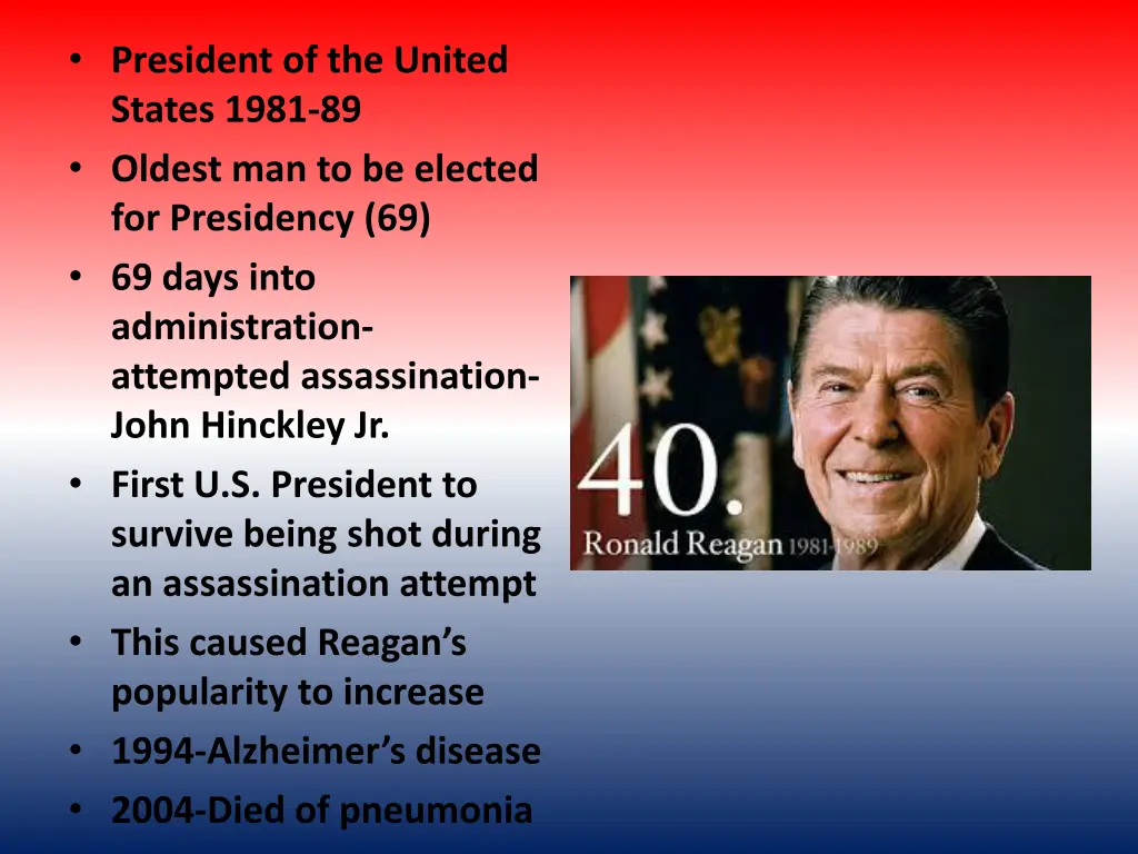president of the united states 1981 89 oldest