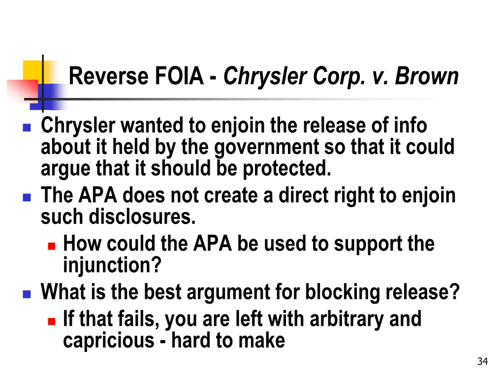 reverse foia chrysler corp v brown
