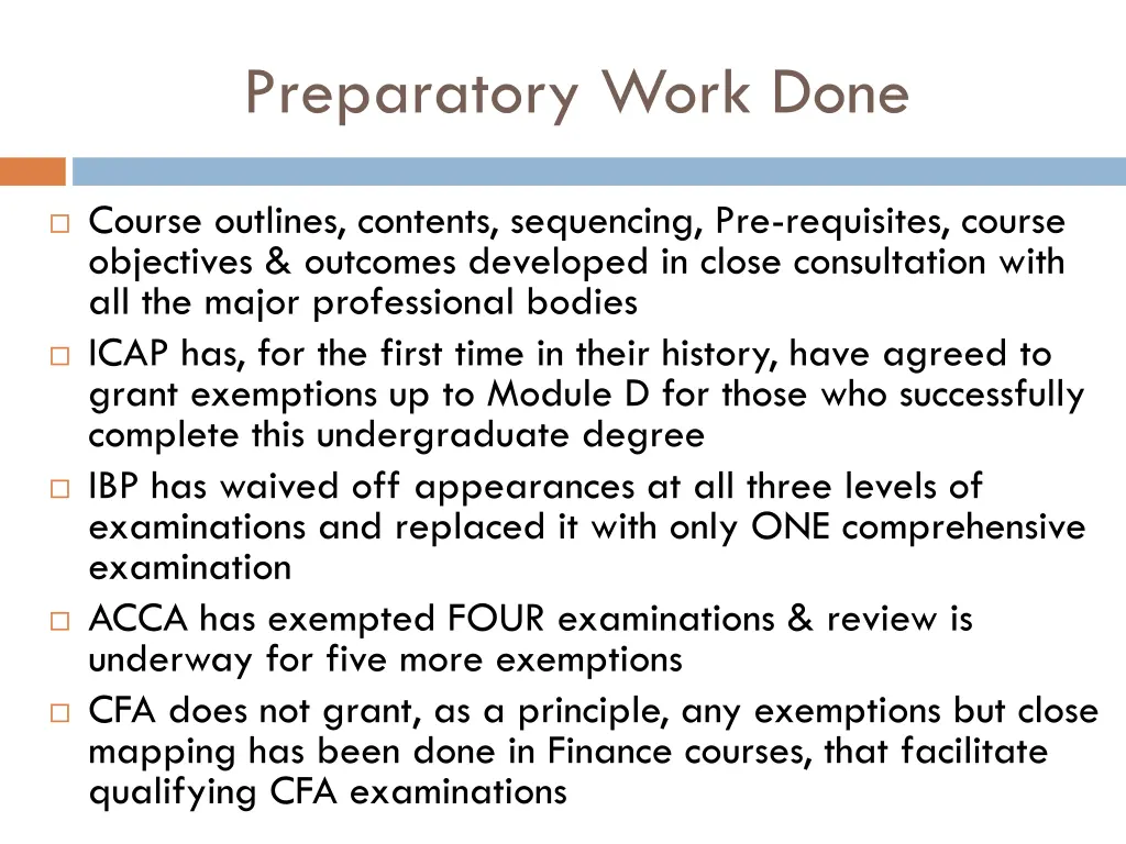 preparatory work done