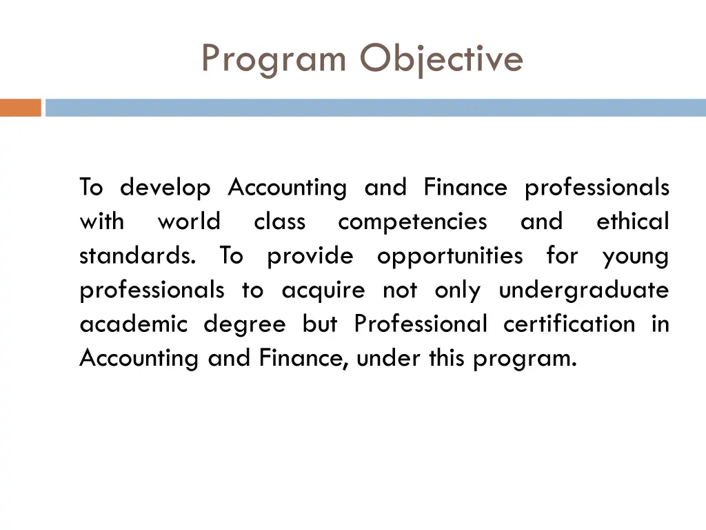program objective