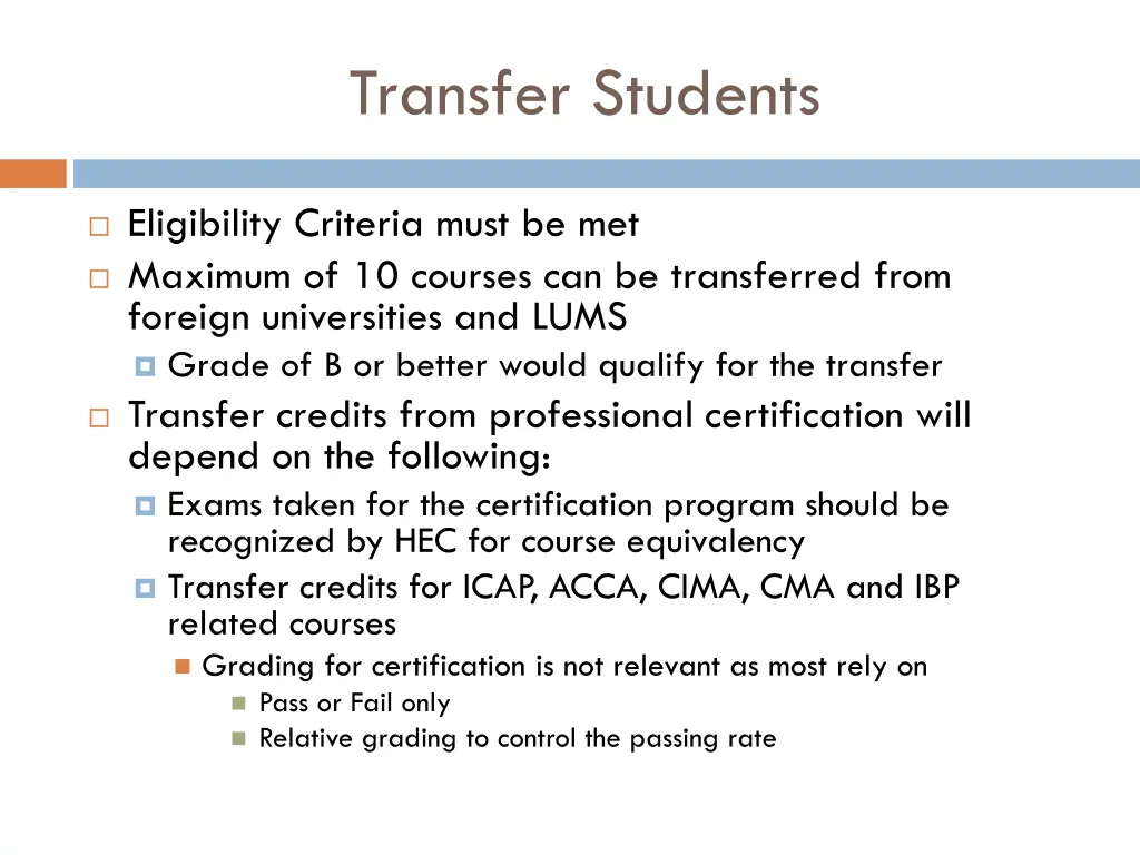 transfer students