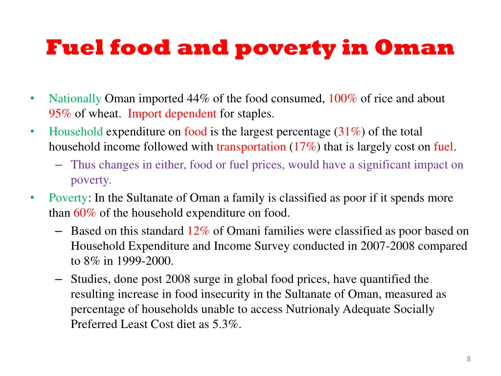 fuel food and poverty in oman