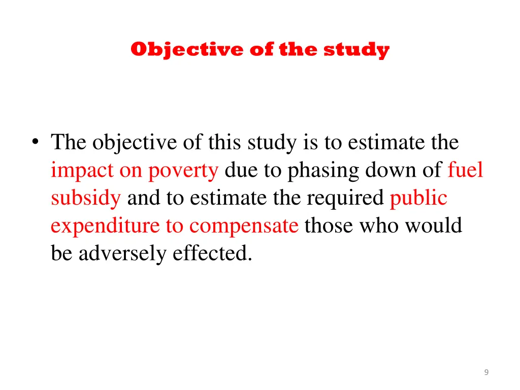 objective of the study