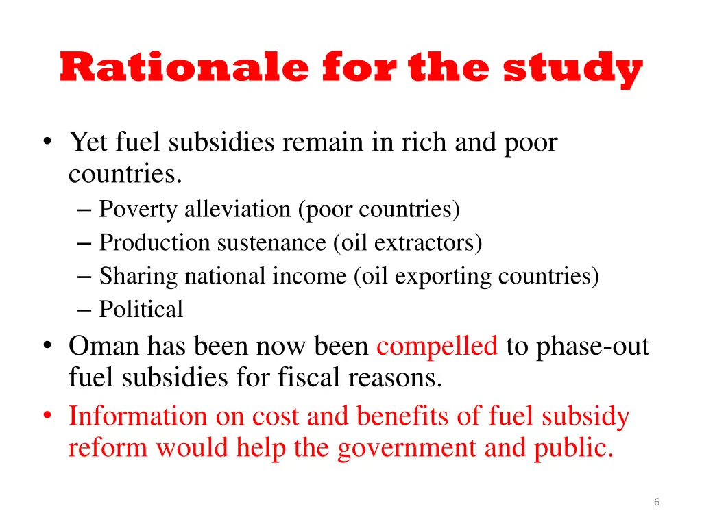 rationale for the study