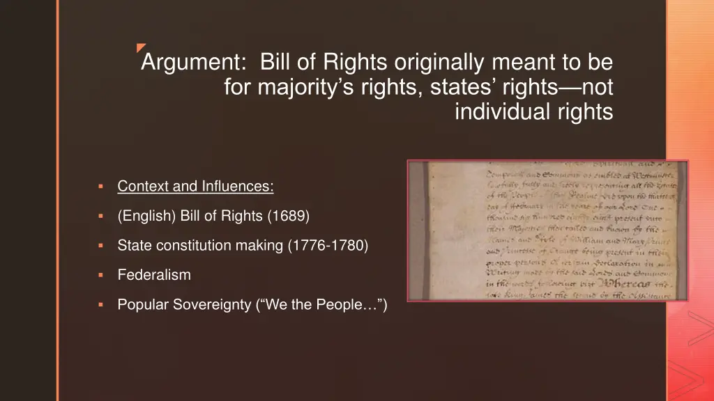 argument bill of rights originally meant
