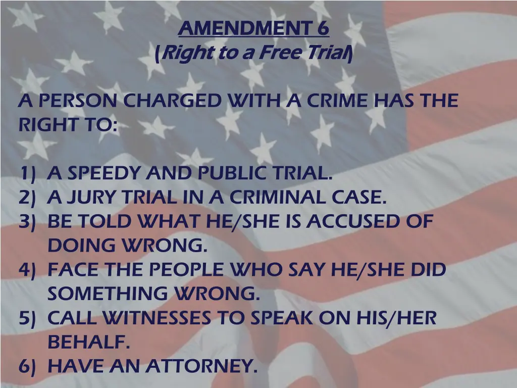 amendment 6 amendment 6 right to a free trial