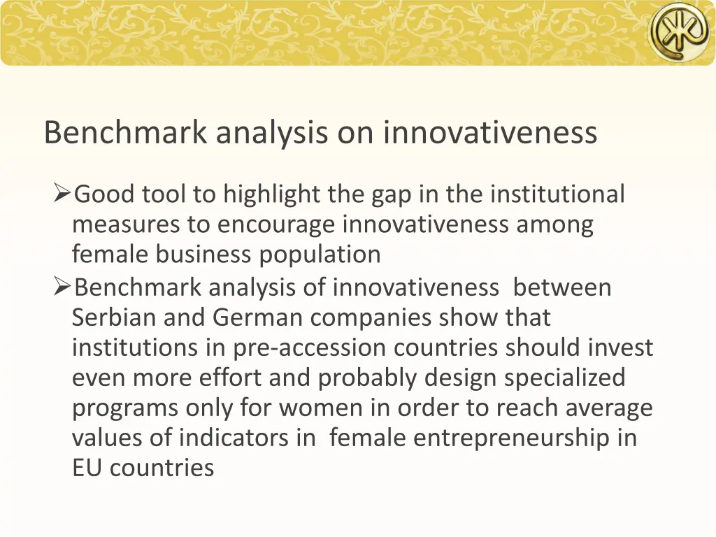 benchmark analysis on innovativeness
