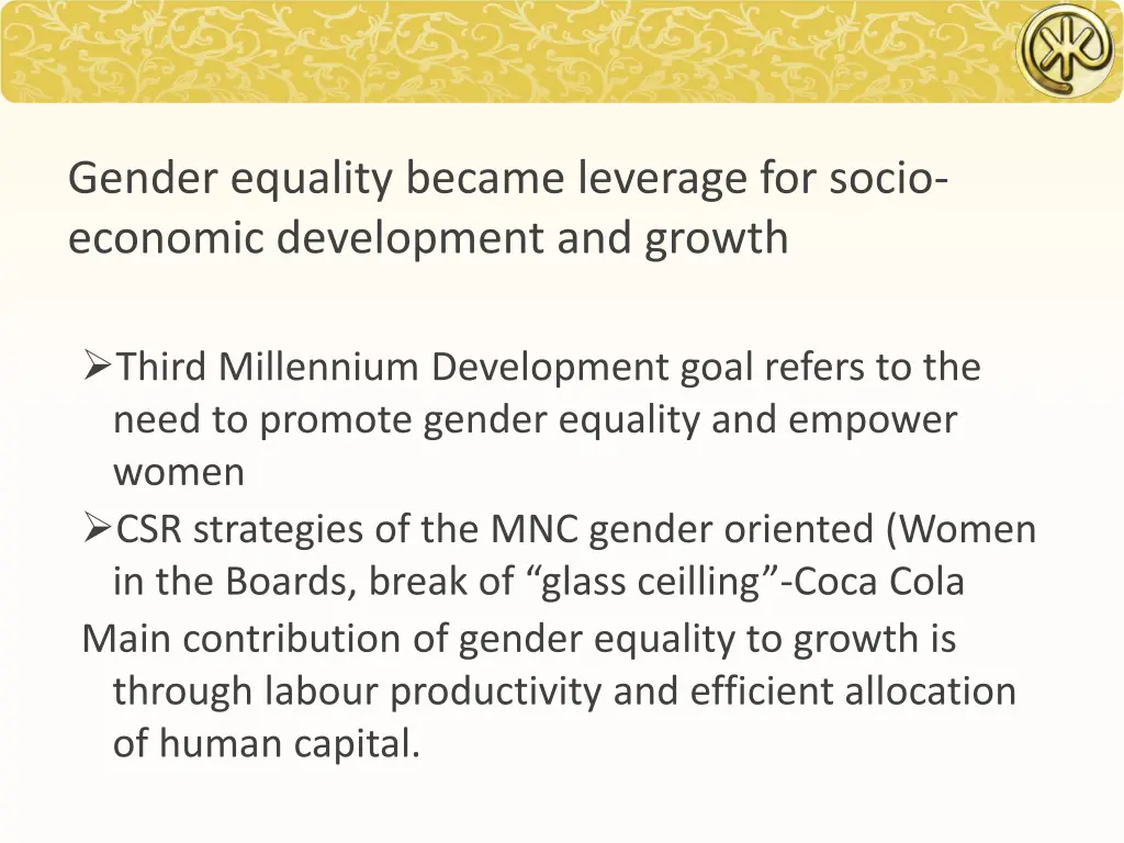 gender equality became leverage for socio