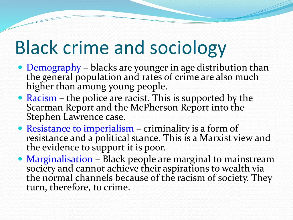 black crime and sociology demography blacks