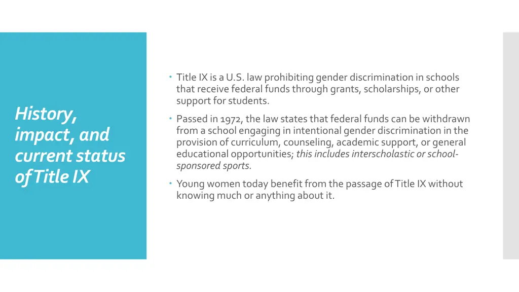 title ix is a u s law prohibiting gender