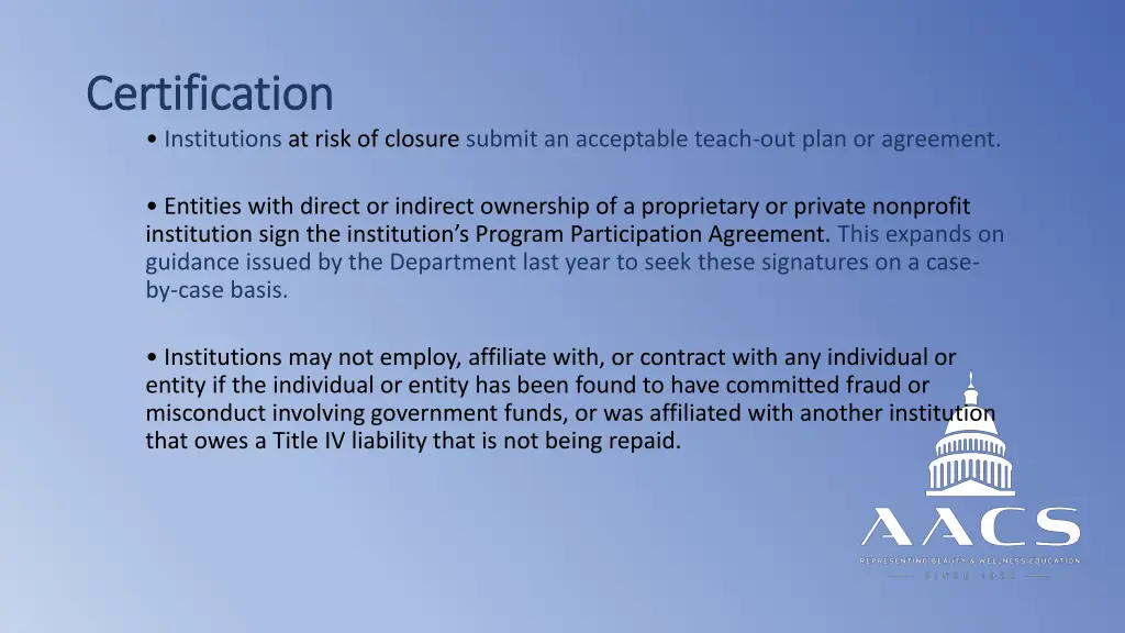 certification certification institutions at risk