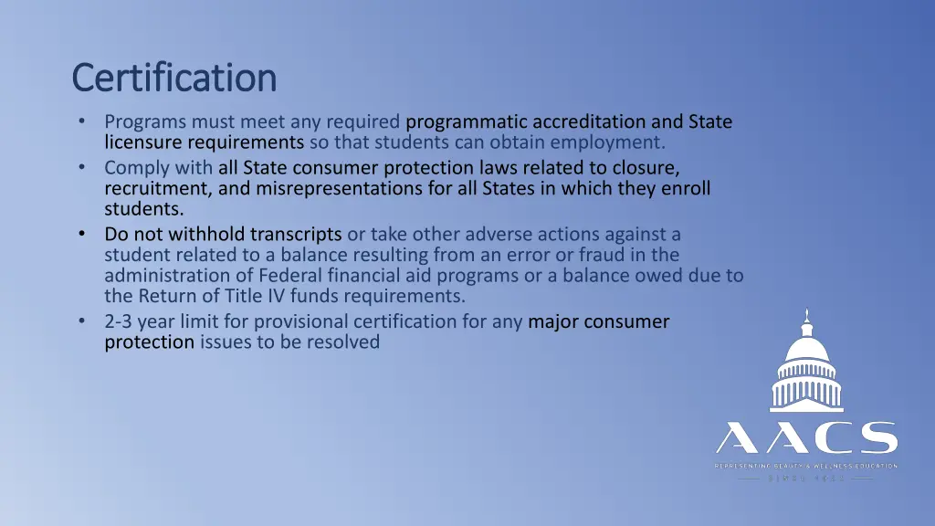 certification certification programs must meet