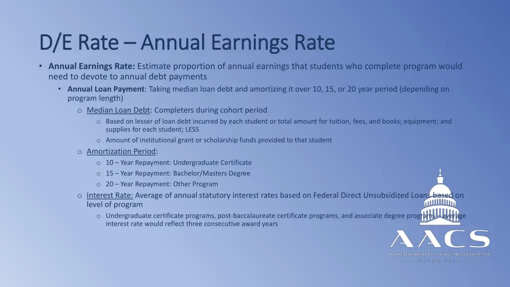 d e rate d e rate annual earnings rate annual