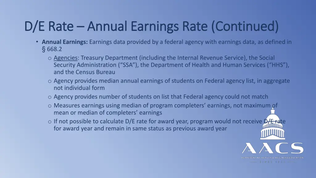 d e rate d e rate annual earnings rate continued