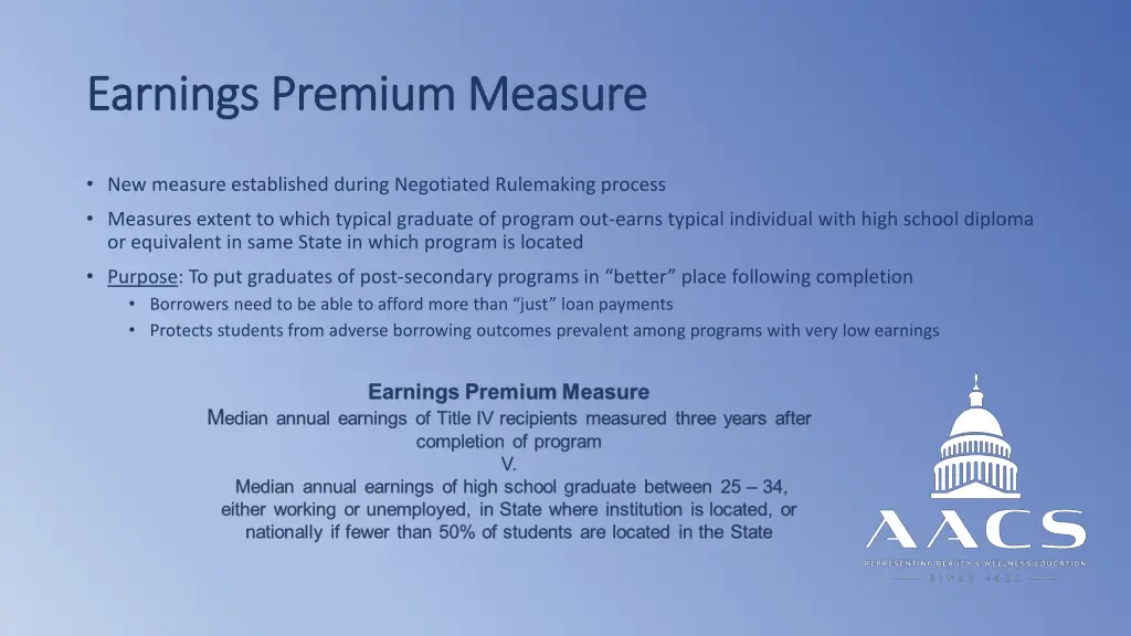 earnings premium measure earnings premium measure