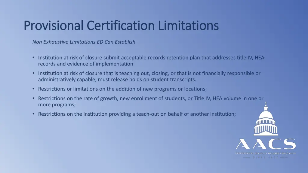 provisional certification limitations provisional
