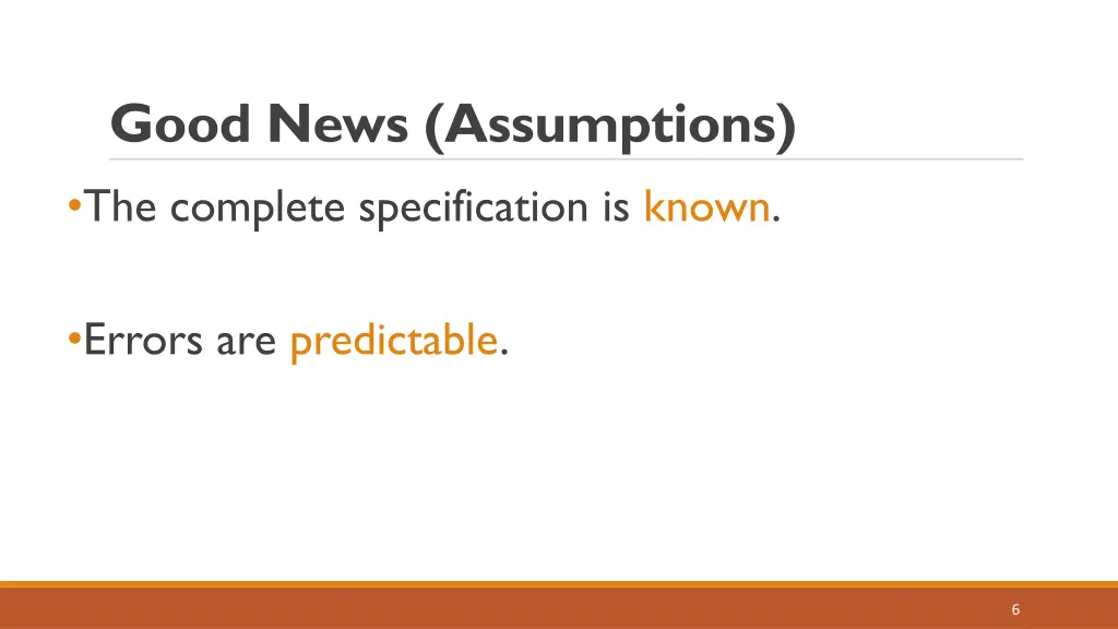 good news assumptions the complete specification