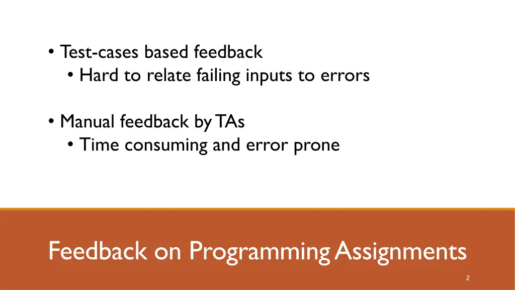 test cases based feedback hard to relate failing