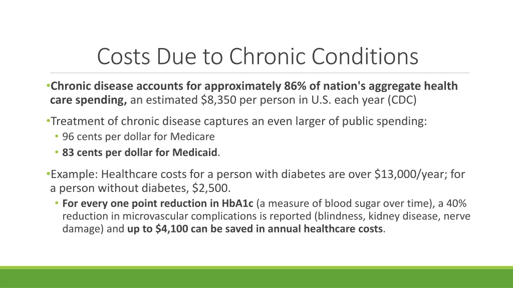 costs due to chronic conditions
