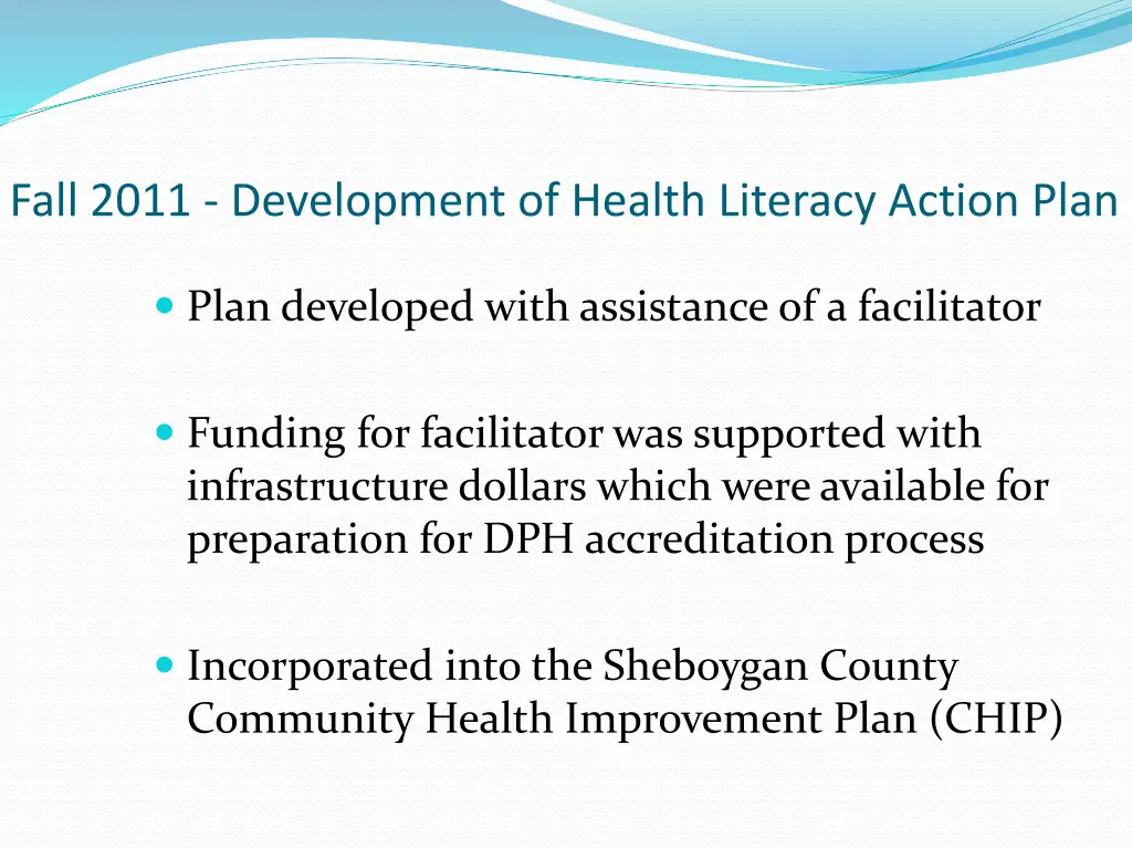 fall 2011 development of health literacy action
