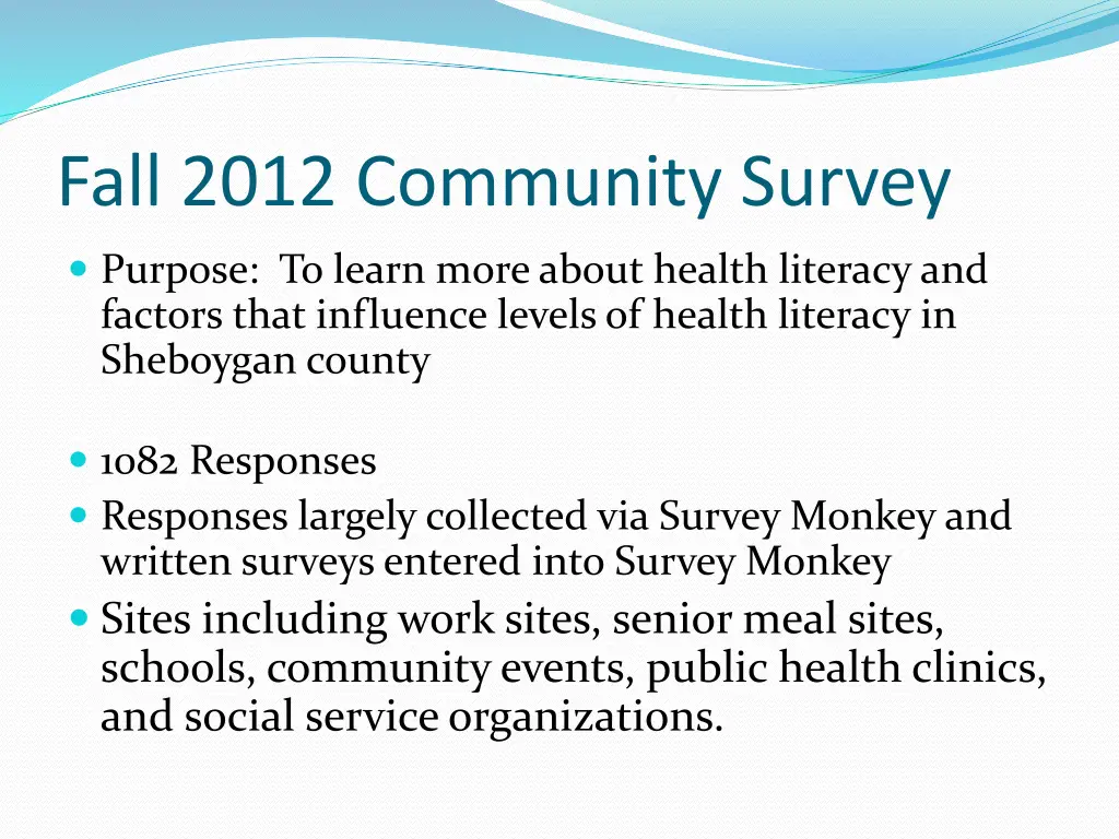 fall 2012 community survey