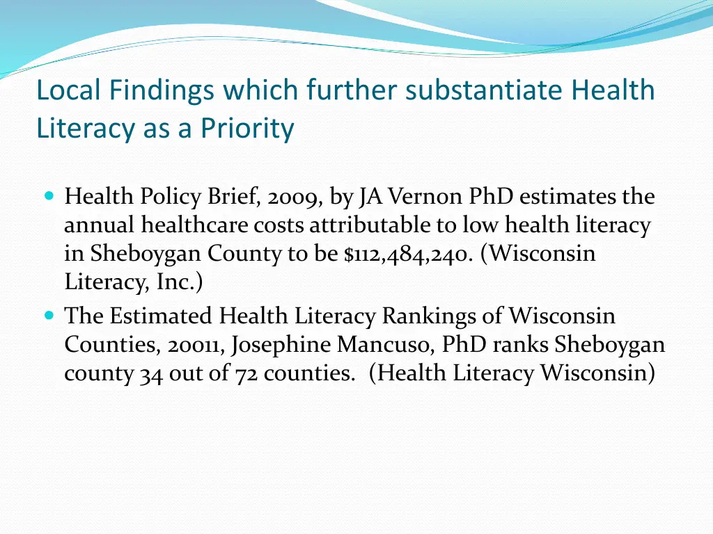 local findings which further substantiate health