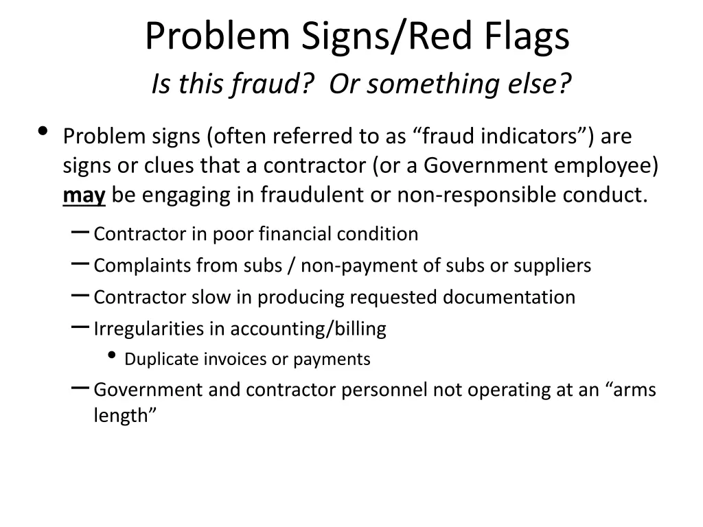 problem signs red flags is this fraud