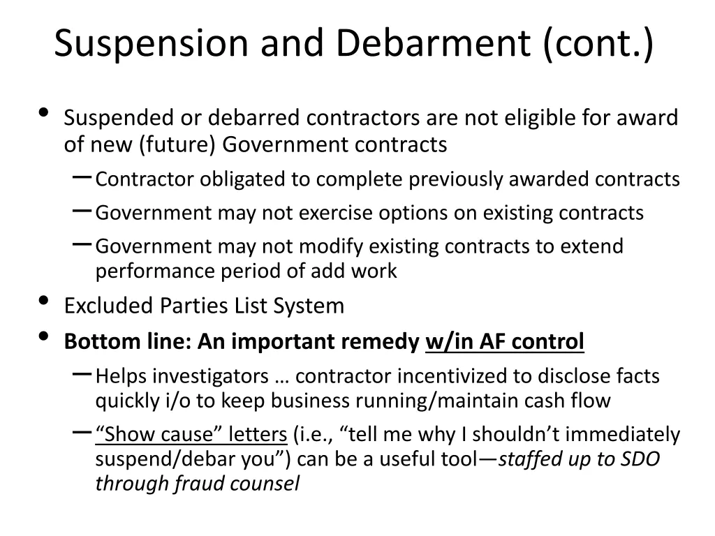 suspension and debarment cont 2
