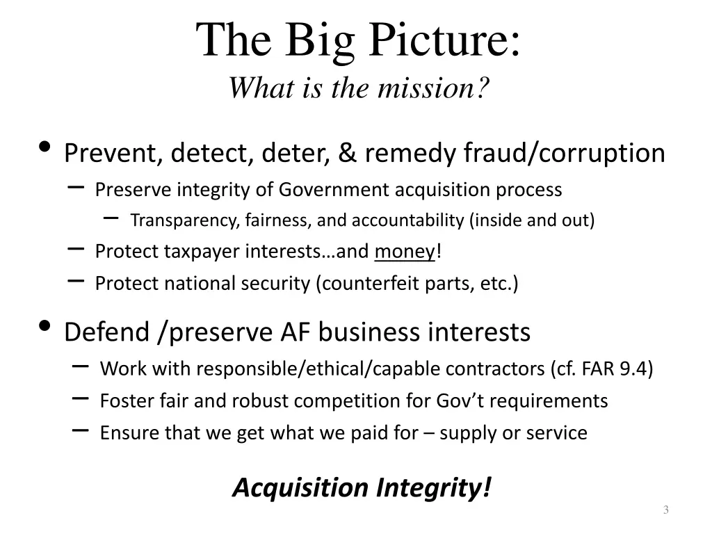the big picture what is the mission prevent