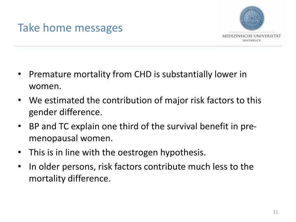 take home messages