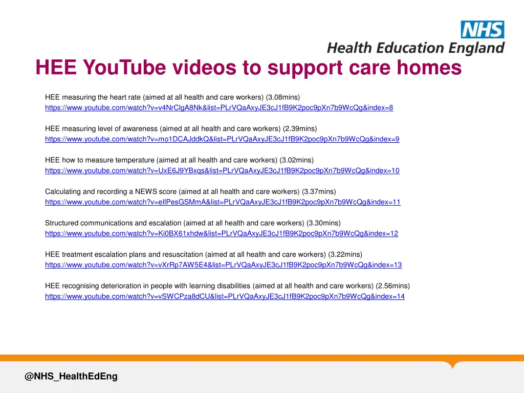 hee youtube videos to support care homes 1