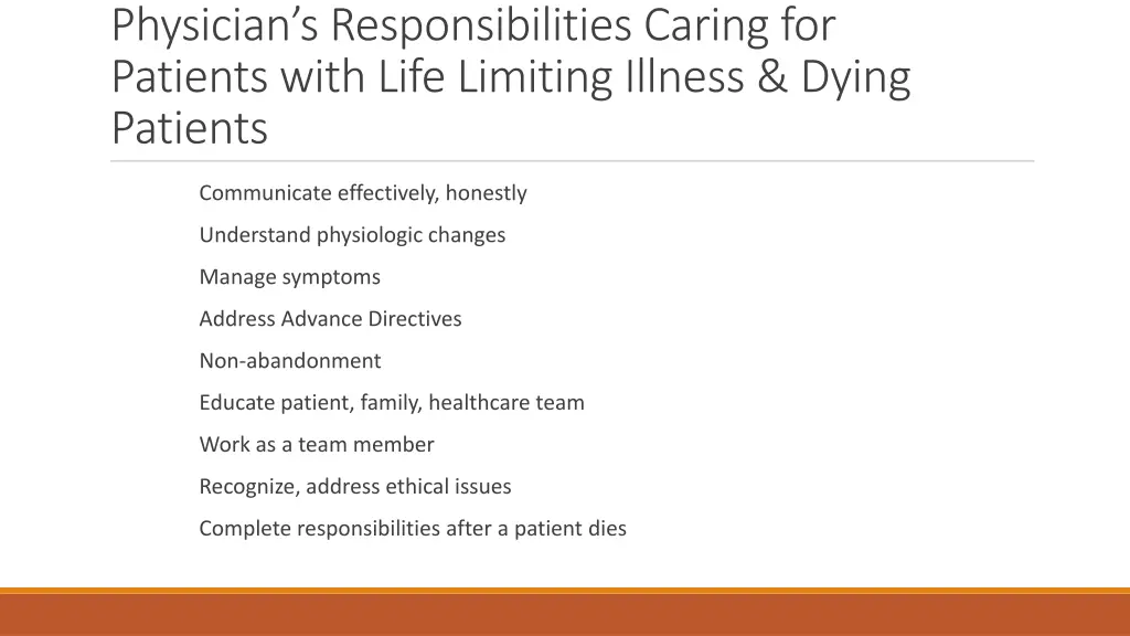 physician s responsibilities caring for patients