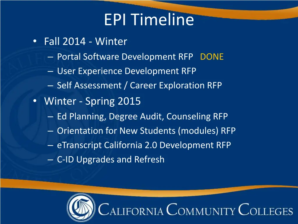 epi timeline