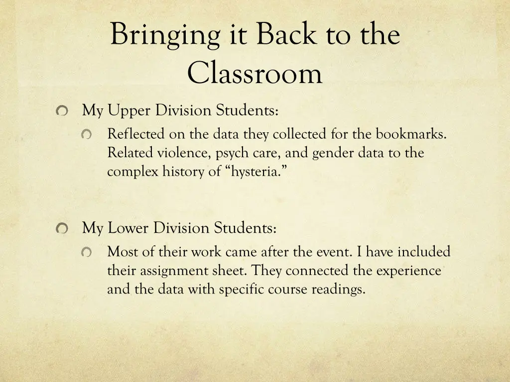 bringing it back to the classroom
