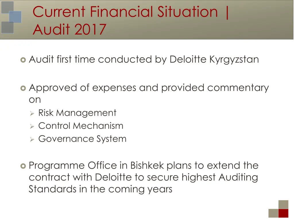 current financial situation audit 2017