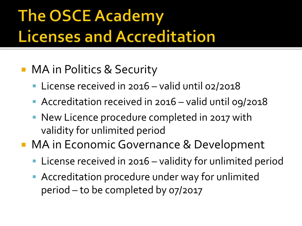 ma in politics security license received in 2016