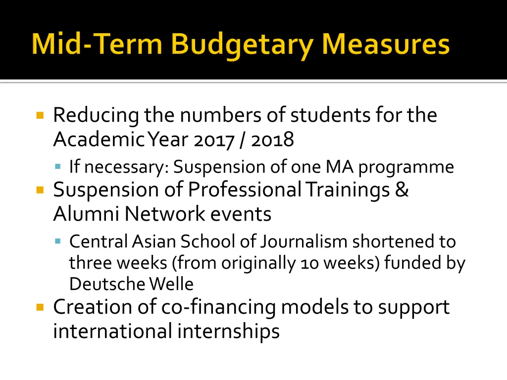reducing the numbers of students for the academic