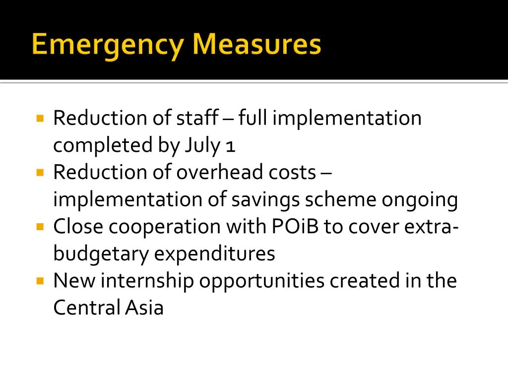 reduction of staff full implementation completed