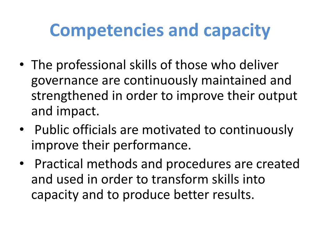 competencies and capacity
