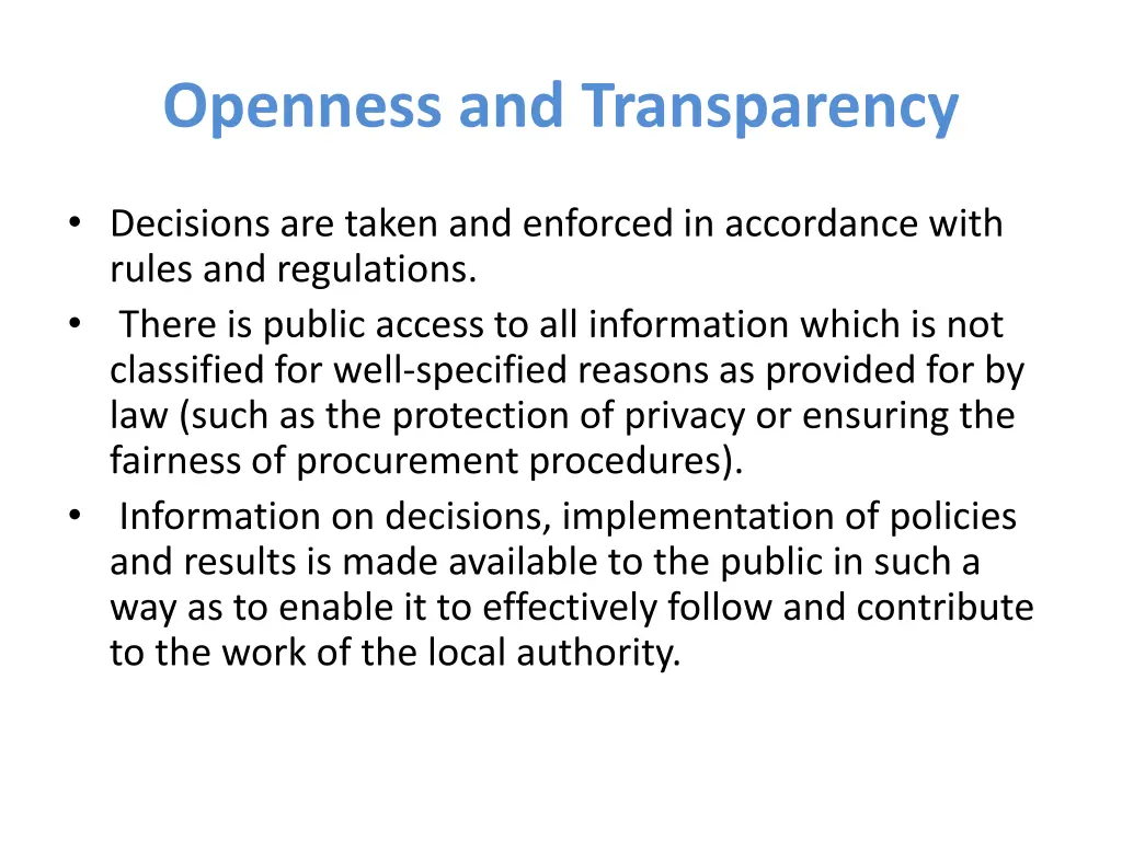 openness and transparency