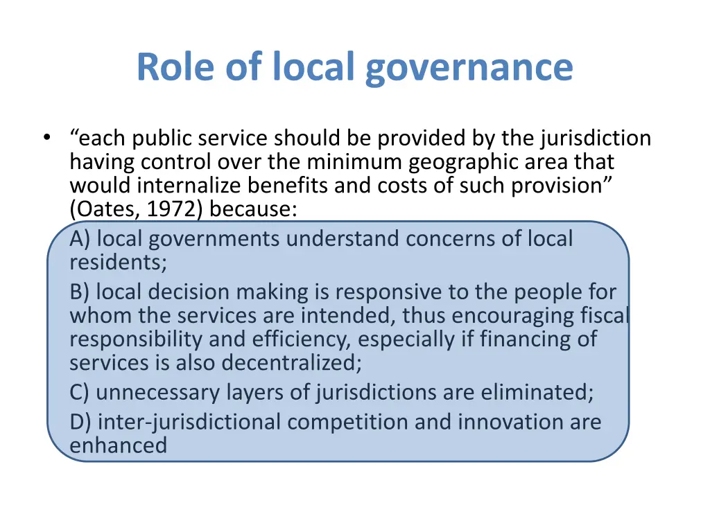 role of local governance
