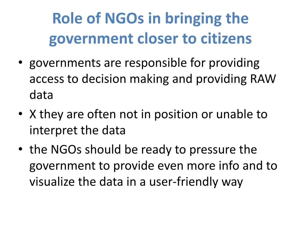 role of ngos in bringing the government closer