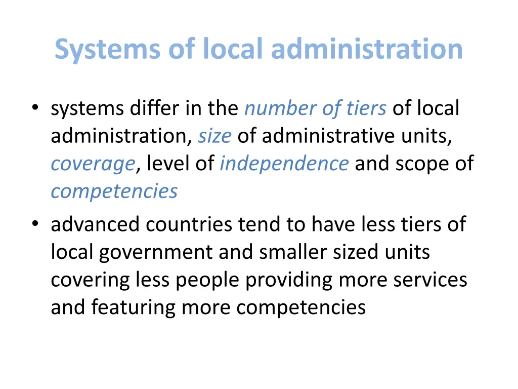 systems of local administration