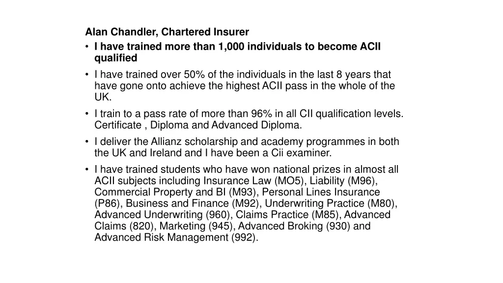 alan chandler chartered insurer i have trained