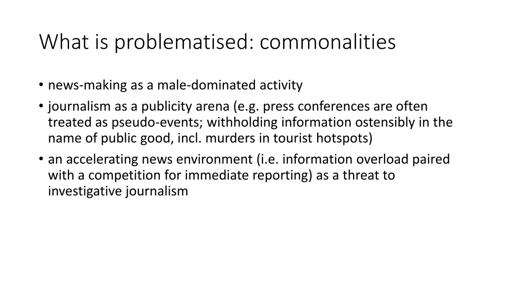 what is problematised commonalities